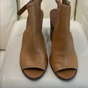 Lucky Brand Tan Heels with Peep-Toe Design